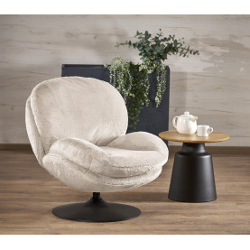 Fotel tapicerowany obrotowy Shell kremowy Halmar 2