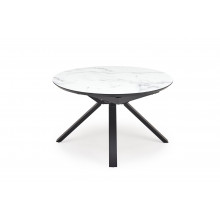 Stół okrągły rozkładany Vertigo 130-180cm biały marmur / czarny Halmar