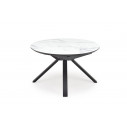 Stół okrągły rozkładany Vertigo 130-180cm biały marmur / czarny Halmar