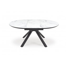 Stół okrągły rozkładany Vertigo 130-180cm biały marmur / czarny Halmar 2