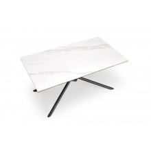 Stół rozkładany nowoczesny Vitorino 160x90cm biały marmur / czarny Halmar