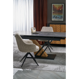 Stół rozkładany nowoczesny Volant 140-180x90cm czarny marmur / dąb złoty / czarny Halmar 2