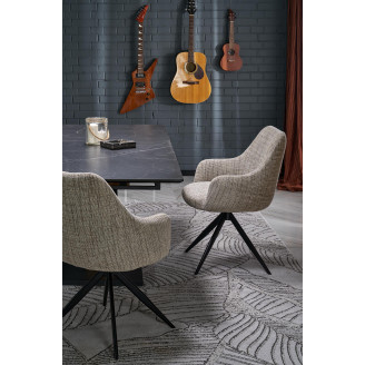 Stół rozkładany nowoczesny Volant 140-180x90cm czarny marmur / dąb złoty / czarny Halmar