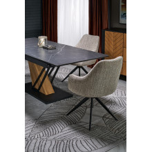 Stół rozkładany nowoczesny Volant 140-180x90cm czarny marmur / dąb złoty / czarny Halmar