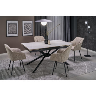 Stół rozkładany nowoczesny Vitorino 160x90cm biały marmur / czarny Halmar