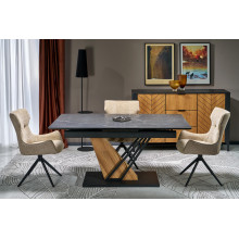 Stół rozkładany nowoczesny Volant 140-180x90cm czarny marmur / dąb złoty / czarny Halmar