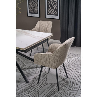 Stół rozkładany nowoczesny Vitorino 160x90cm biały marmur / czarny Halmar