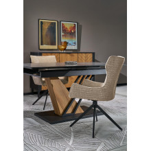 Stół rozkładany nowoczesny Volant 140-180x90cm czarny marmur / dąb złoty / czarny Halmar