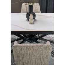 Stół rozkładany nowoczesny Vitorino 160x90cm biały marmur / czarny Halmar