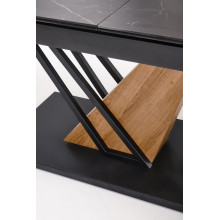 Stół rozkładany nowoczesny Volant 140-180x90cm czarny marmur / dąb złoty / czarny Halmar