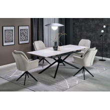 Stół rozkładany nowoczesny Vitorino 160x90cm biały marmur / czarny Halmar