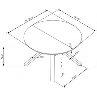 Stół okrągły rozkładany Vertigo 130-180cm biały marmur / czarny Halmar