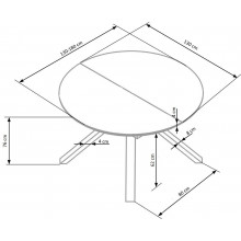Stół okrągły rozkładany Vertigo 130-180cm biały marmur / czarny Halmar