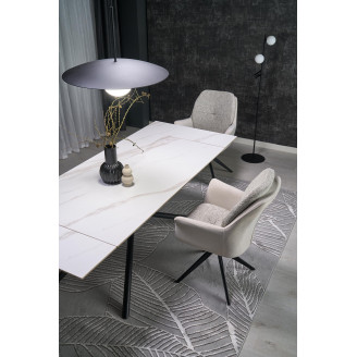 Stół rozkładany nowoczesny Vitorino 160x90cm biały marmur / czarny Halmar