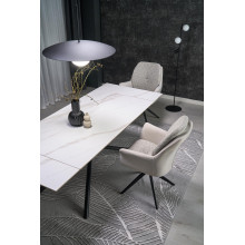 Stół rozkładany nowoczesny Vitorino 160x90cm biały marmur / czarny Halmar