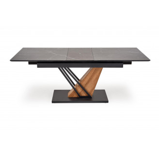 Stół rozkładany nowoczesny Volant 140-180x90cm czarny marmur / dąb złoty / czarny Halmar