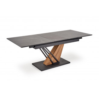 Stół rozkładany nowoczesny Volant 160-200x90cm czarny marmur / dąb złoty / czarny Halmar