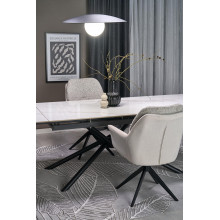 Stół rozkładany nowoczesny Vitorino 160x90cm biały marmur / czarny Halmar
