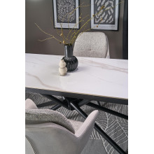 Stół rozkładany nowoczesny Vitorino 160x90cm biały marmur / czarny Halmar