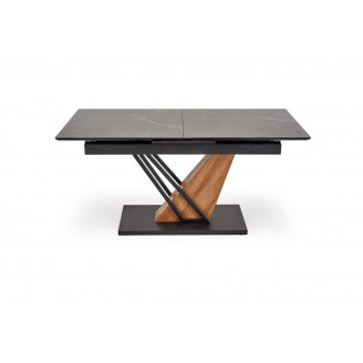 Stół rozkładany nowoczesny Volant 160-200x90cm czarny marmur / dąb złoty / czarny Halmar