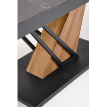 Stół rozkładany nowoczesny Volant 160-200x90cm czarny marmur / dąb złoty / czarny Halmar