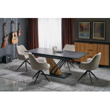 Stół rozkładany nowoczesny Volant 160-200x90cm czarny marmur / dąb złoty / czarny Halmar
