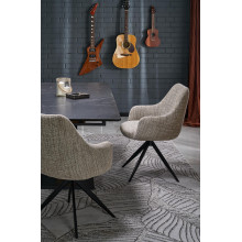 Stół rozkładany nowoczesny Volant 160-200x90cm czarny marmur / dąb złoty / czarny Halmar