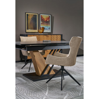 Stół rozkładany nowoczesny Volant 160-200x90cm czarny marmur / dąb złoty / czarny Halmar