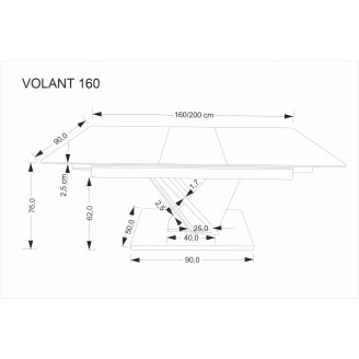Stół rozkładany nowoczesny Volant 160-200x90cm czarny marmur / dąb złoty / czarny Halmar