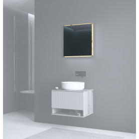 Lustro łazienkowe z podświetleniem LED Aviola 60x60cm dąb artisan Halmar