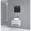 Lustro łazienkowe z podświetleniem LED Aviola 60x60cm dąb artisan Halmar