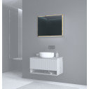 Lustro łazienkowe z podświetleniem LED Aviola 80x60cm dąb artisan Halmar