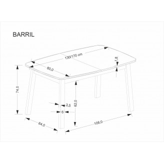 Stół rozkładany loft Barril 130-17072cm dąb artisan / czarny Halmar