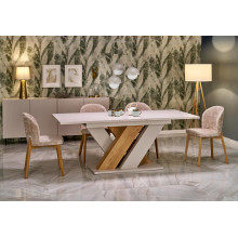 Stół rozkładany na jednej nodze Brandon 160-200x90cm kaszmir / dąb cremona Halmar