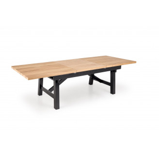 Stół rustykalny rozkładany Fiesta 200-280x100cm dąb naturalny / czarny Halmar