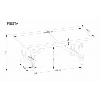 Stół rustykalny rozkładany Fiesta 200-280x100cm dąb naturalny / czarny Halmar