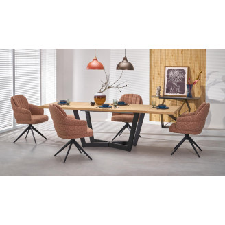Stół fornirowany rozkładany Massive II 160-250x90cm dąb naturalny / czarny Halmar