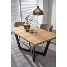 Stół fornirowany rozkładany Massive II 160-250x90cm dąb naturalny / czarny Halmar