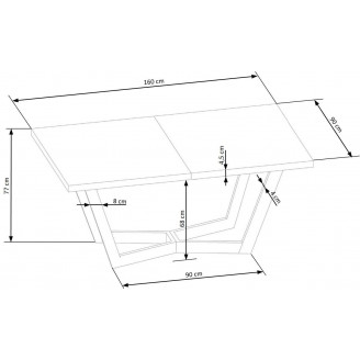 Stół fornirowany rozkładany Massive II 160-250x90cm dąb naturalny / czarny Halmar