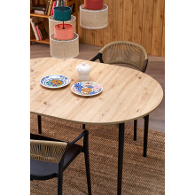 Stół okrągły rozkładany 102-142cm Pivot dąb artisan / czarny Halmar