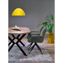 Stół okrągły rozkładany loft Peroni 100cm orzech / czarny Halmar