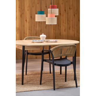 Stół okrągły rozkładany 102-142cm Pivot dąb artisan / czarny Halmar