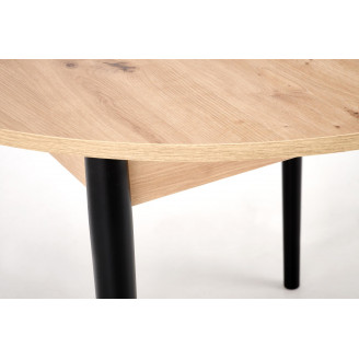 Stół okrągły rozkładany 102-142cm Pivot dąb artisan / czarny Halmar