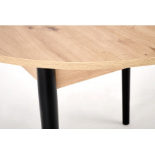 Stół okrągły rozkładany 102-142cm Pivot dąb artisan / czarny Halmar