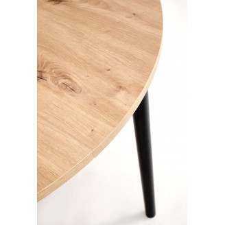 Stół okrągły rozkładany 102-142cm Pivot dąb artisan / czarny Halmar