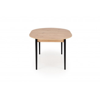 Stół okrągły rozkładany 102-142cm Pivot dąb artisan / czarny Halmar