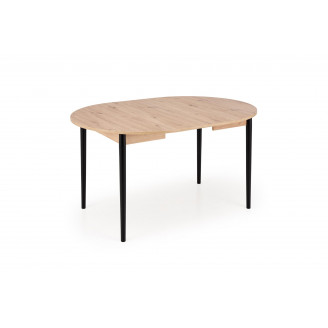 Stół okrągły rozkładany 102-142cm Pivot dąb artisan / czarny Halmar