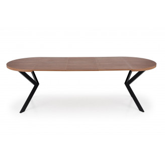 Stół okrągły rozkładany loft Peroni 100cm orzech / czarny Halmar