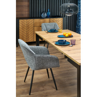 Stół kwadratowy rozkładany Qubik 80-200x80cm dąb artisan/czarny Halmar