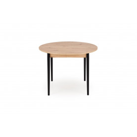 Stół okrągły rozkładany 102-142cm Pivot dąb artisan / czarny Halmar